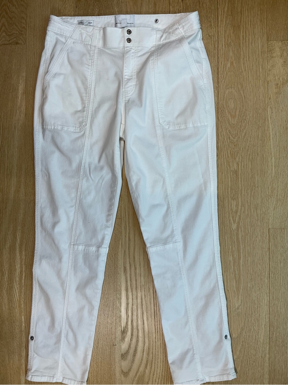 WHBM Mid Rise White Pret A Pedi Straight Crop Stretch Capri Pants Women’s Size 8